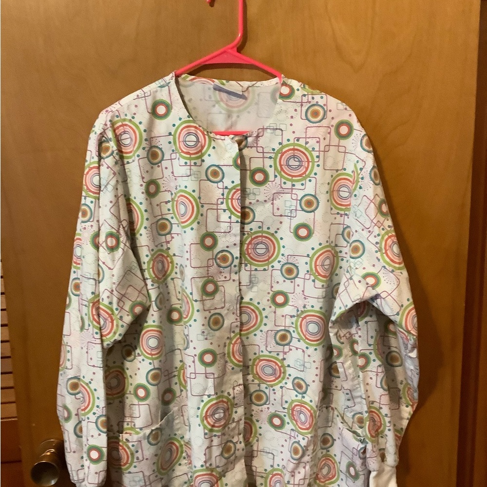 Button up the front women’s scrub jacket